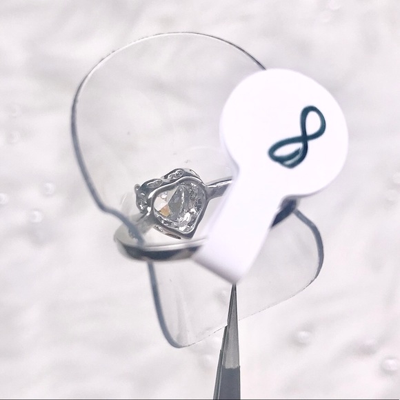 🧡10/$45🧡NEW CZ Heart Halo Crystal Silver Ring - Picture 5 of 6